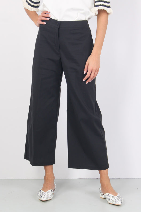Pantalone Elastico Cropped Nero-2