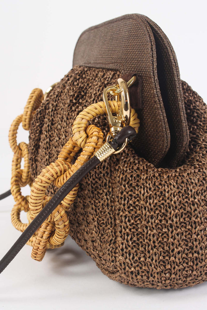 Clutch Piccola Crochet Catena Marrone-7
