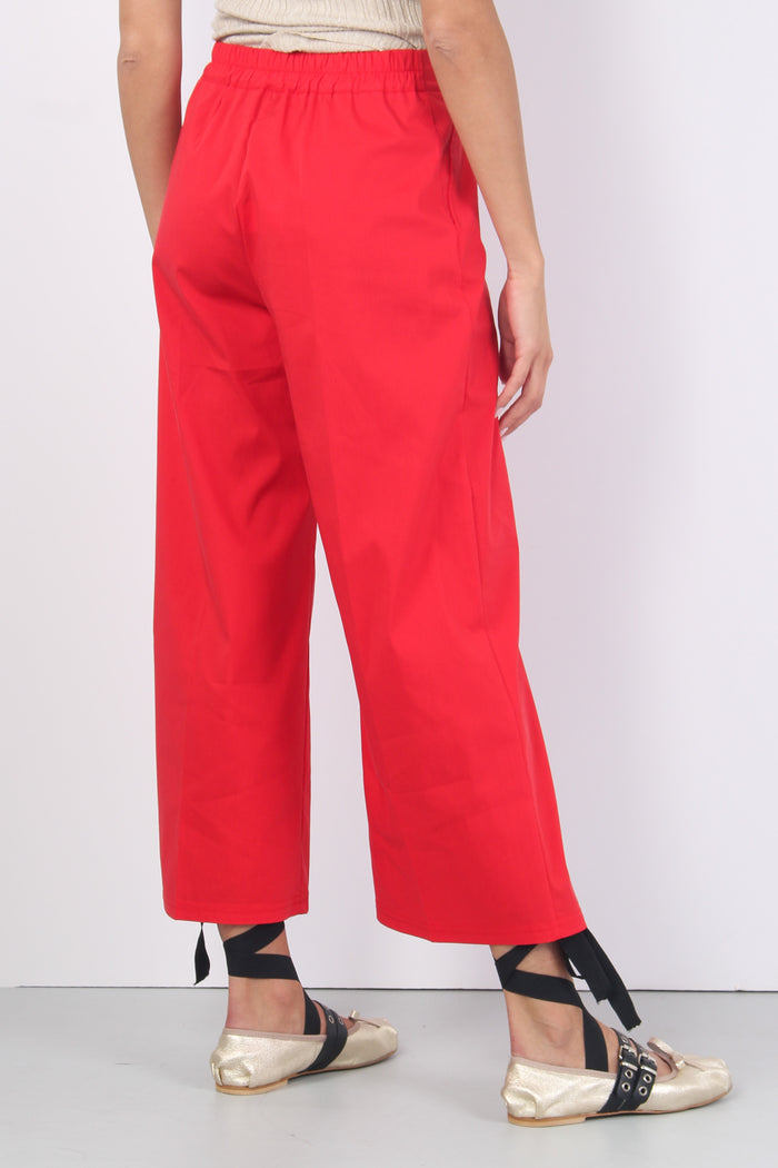 Pantalone Elastico Cropped Rosso-5