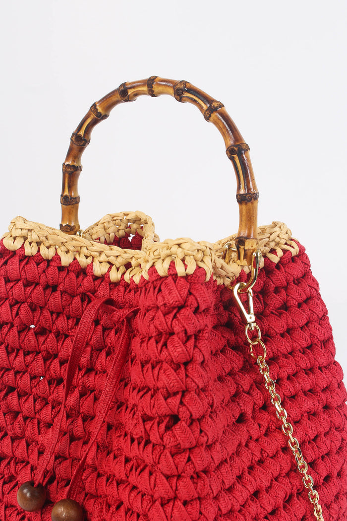 Secchiello Crochet Manico Rosso/beige-7