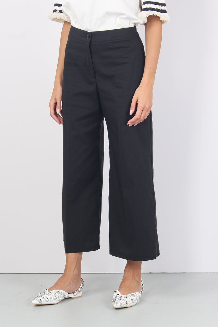 Pantalone Elastico Cropped Nero-3