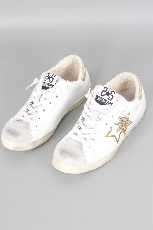 Sneaker One Star Glitter Bianco/oro-2