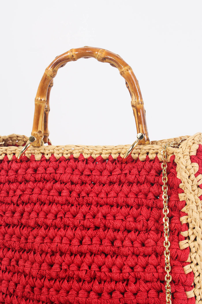 Shopping Crochet Manici Rosso/beige-7