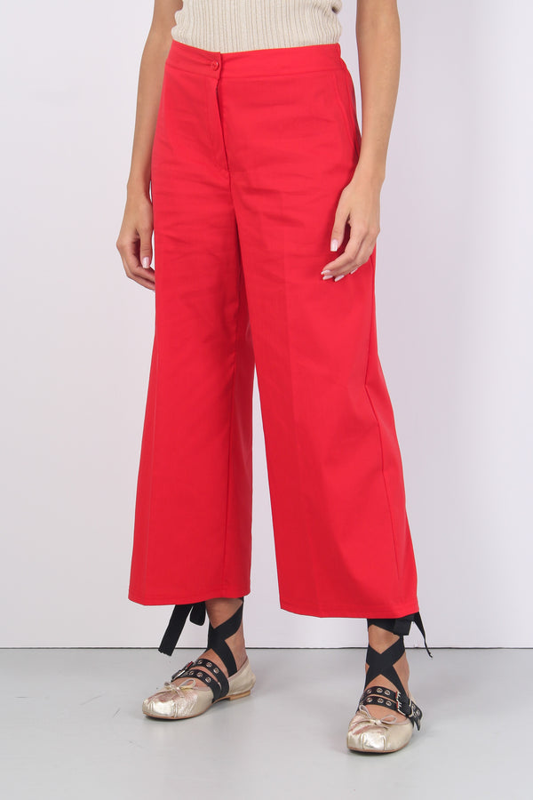 Pantalone Elastico Cropped Rosso-2