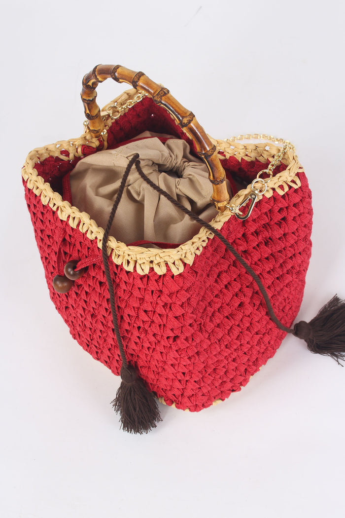 Secchiello Crochet Manico Rosso/beige-4