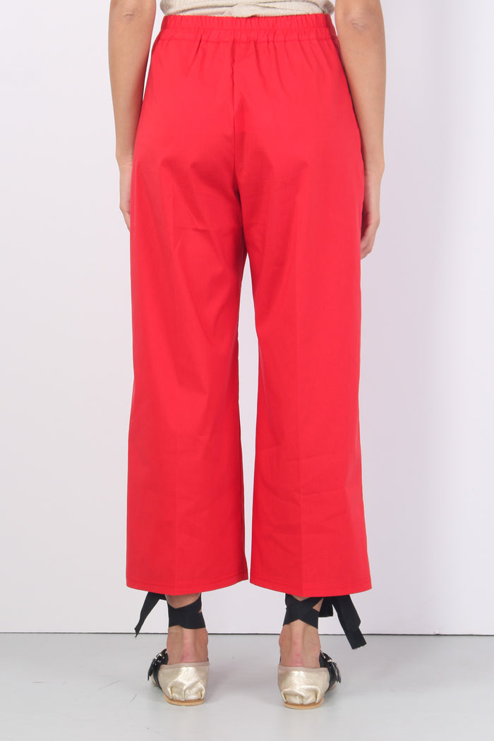 Pantalone Elastico Cropped Rosso-3