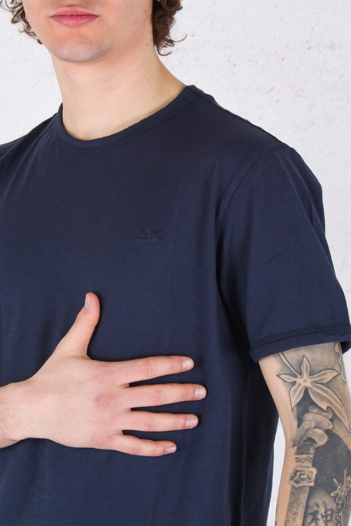 T-shirt Cotone Fiammato Navy Blue-6