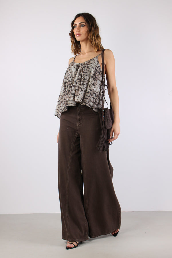 Udine Top Spalline Snake Beige/nero