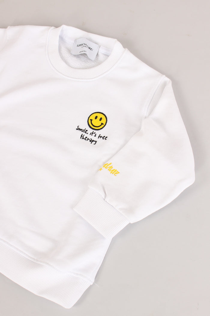 Felpa Ricamo Smile White-3