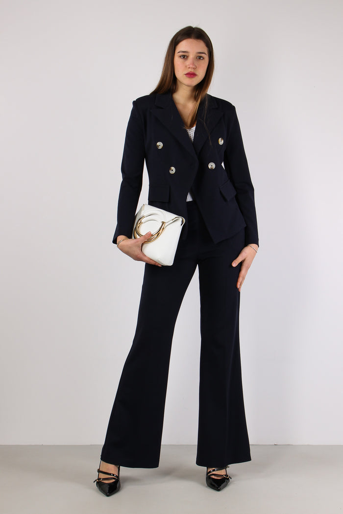 Giacca Doppiopetto Scuba Crepe Blu-3