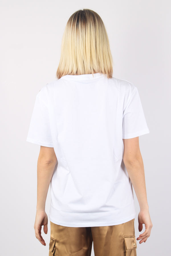 T-shirt Scritta Tono Su Tono Bianco-2