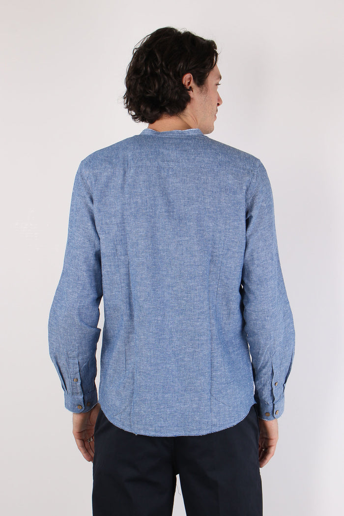 Camicia Lino Coreana Blu-5