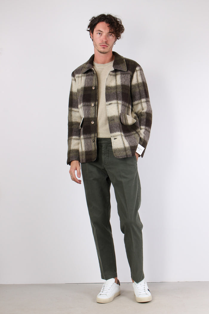 Coraggio Cappotto Lana Quadri Verde