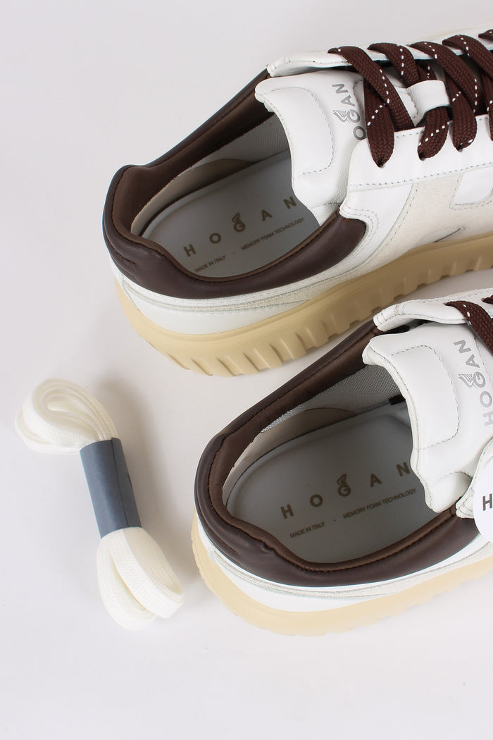 Sneaker Platform Suola Riga Bianco/marrone-5