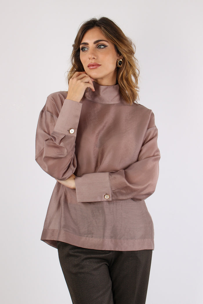 Blusa Collo Alto Polsino Dusty  Orchid-2