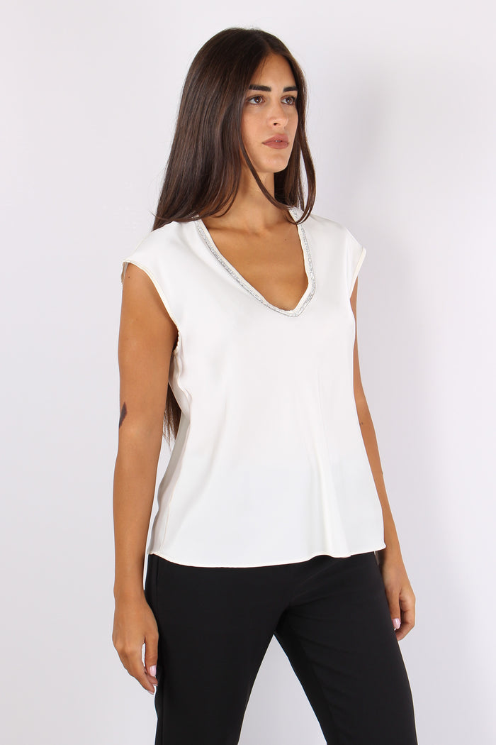 Inquam Top Scavo V Strass Ivory-6