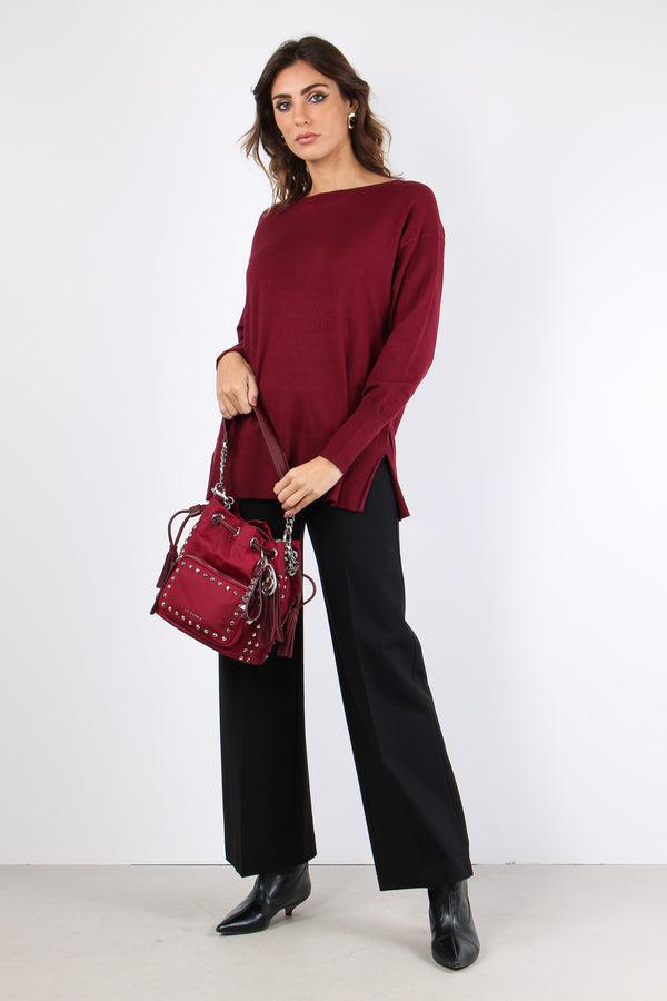 Maglia Over Viscosa Bordeaux