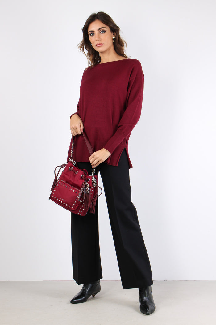 Maglia Over Viscosa Bordeaux