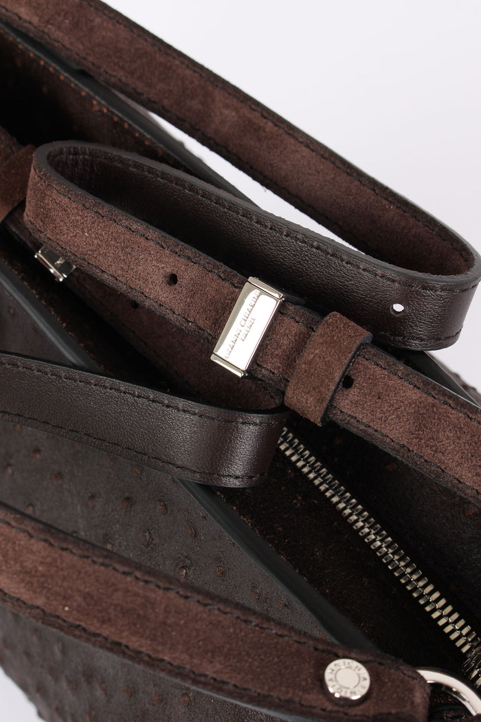 Bloom Shopping Suede Stampa Struzzo Espresso-4