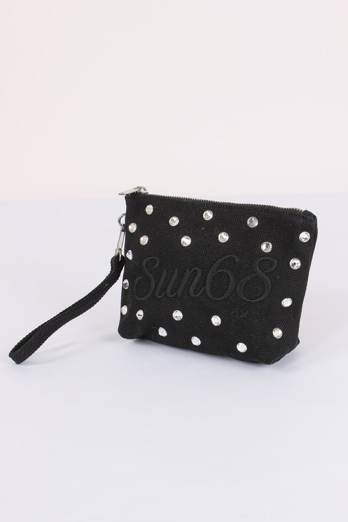 Mini Pochette Canvas Strass Nero-4