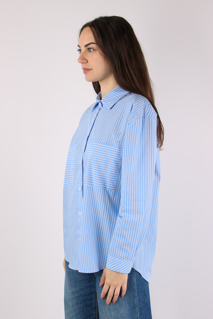 Camicia Cotone Riga Bianco/azzurro-3