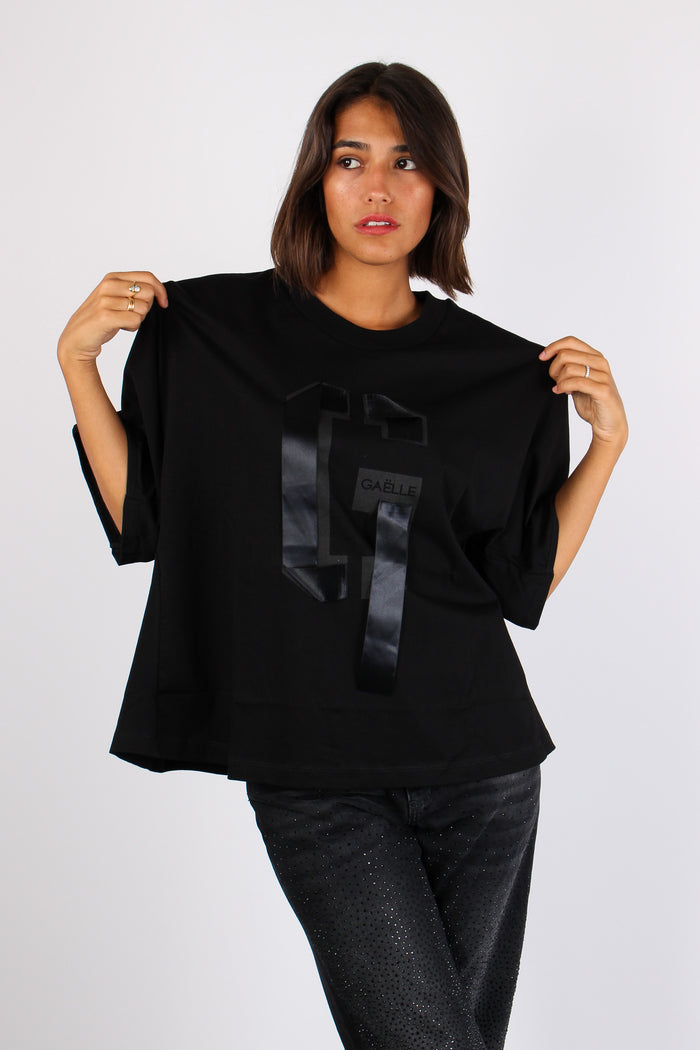 T-shirt Over Logo Nastro Nero-2