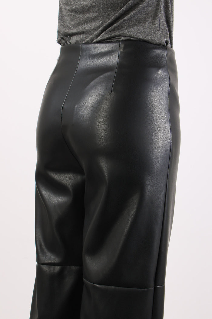 Pantalone Ecopelle Cuciture Nero-6
