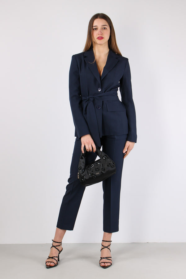 Giacca Cinturata Poliviscosa Blu