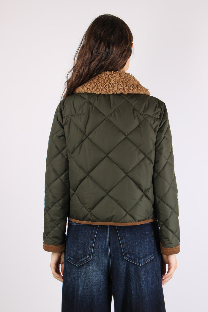 Giubbotto Trapuntato Collo Teddy Militare-5
