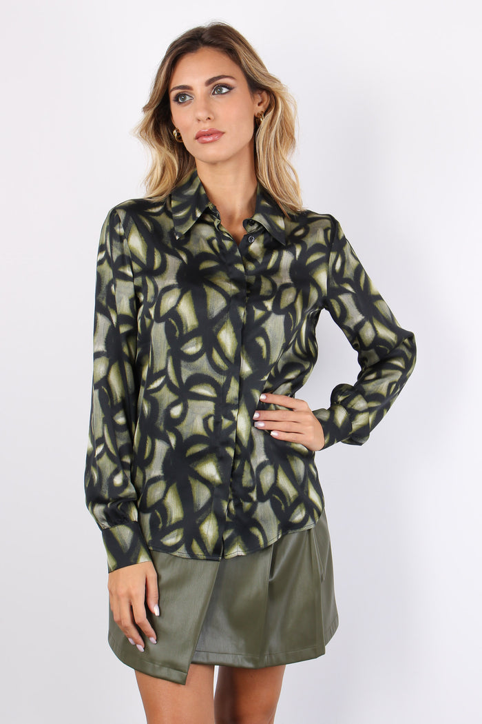 Camicia Fluida Tie Dye Dark Green-3