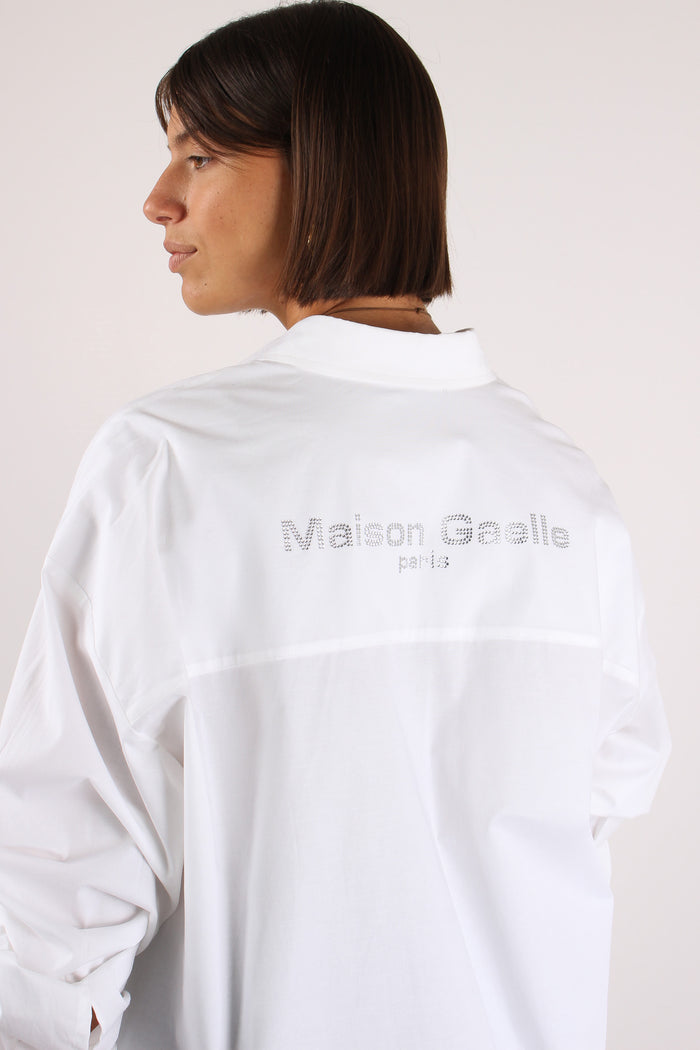 Camicia Logo Strass Bianco-3