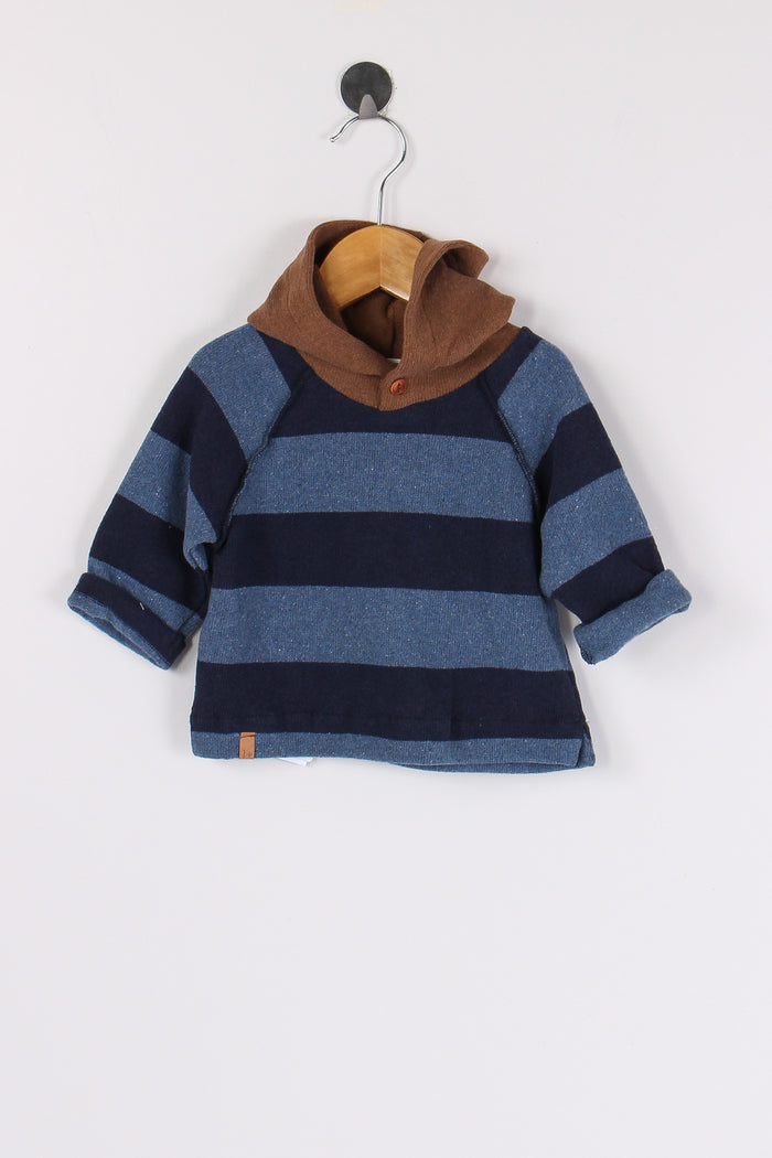 Maglia Righe Cappuccio Coccio Denim/avio