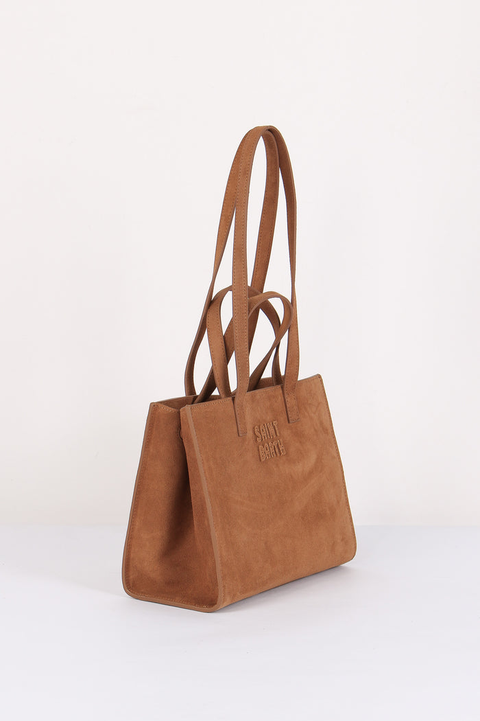 Borsa A Tracolla Midi Suede Cognac-6