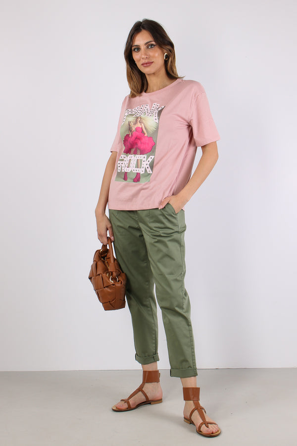 T-shirt Stampa Rock Rosa