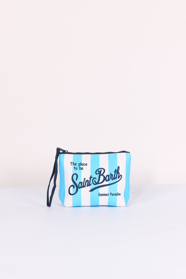 Aline Pochette Righe Azzurro/bianco