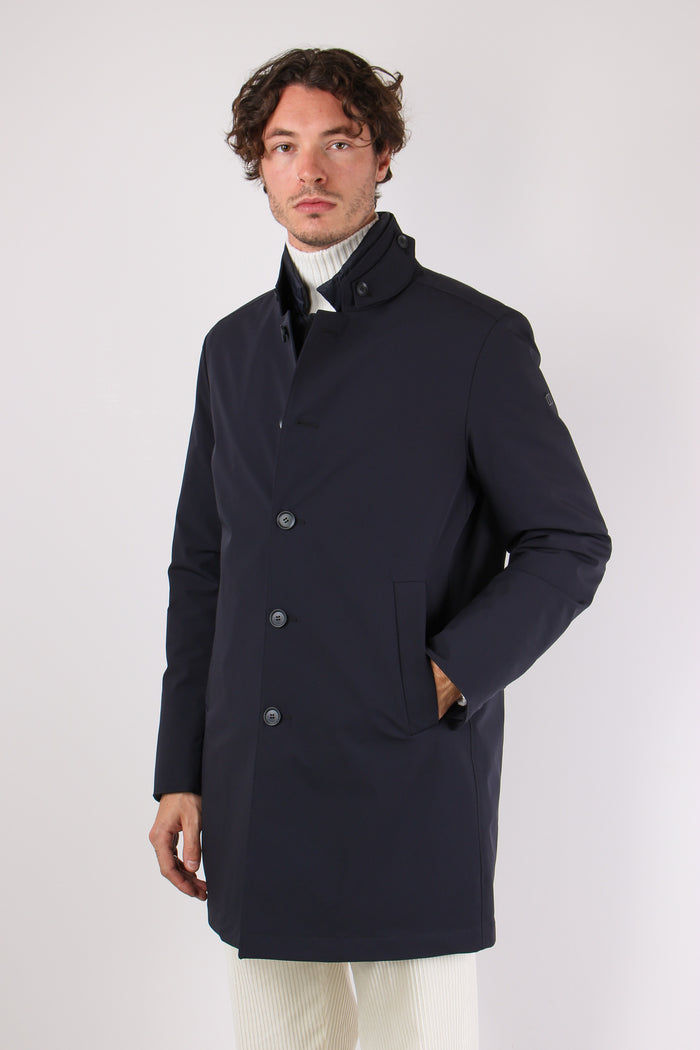 Giubbotto Lungo Tessuto Tecnic Navy-12