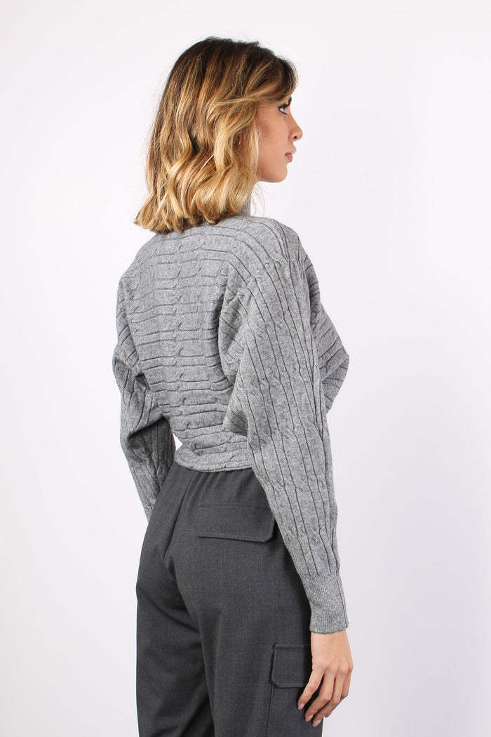 Maglia Treccia Cropped Grigio-5