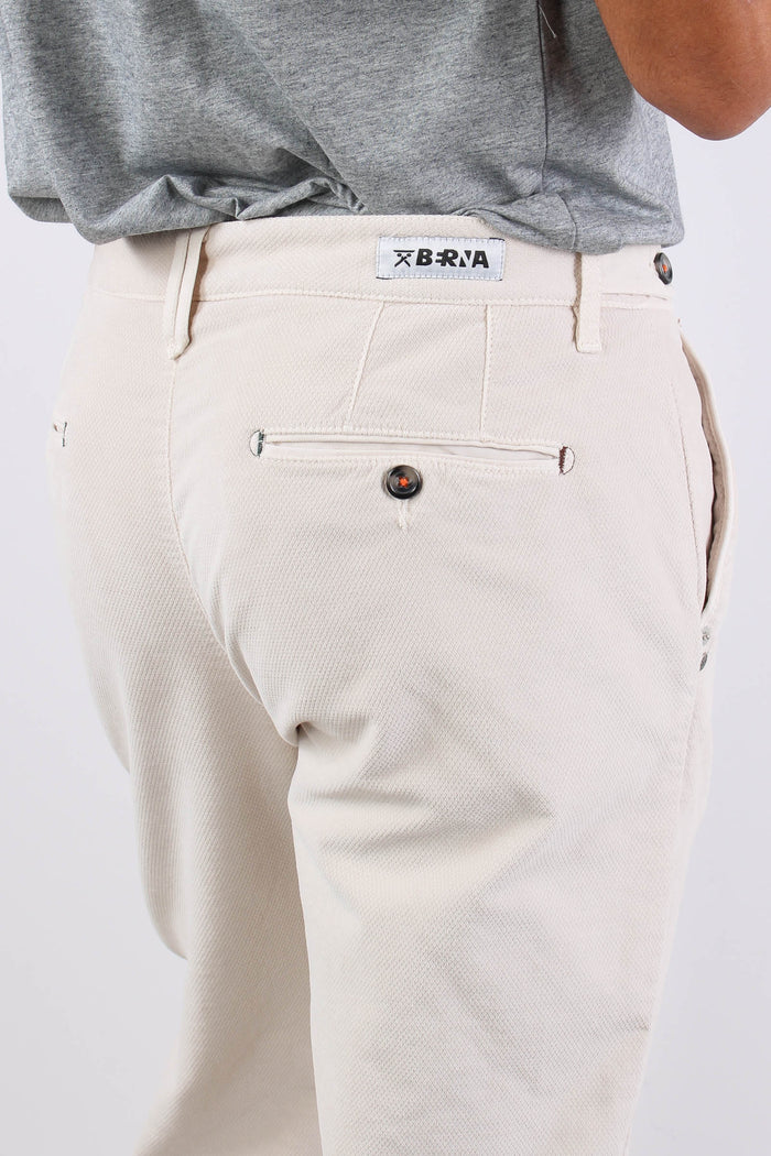 Pantalone Chino Velluto Liscio Panna-7