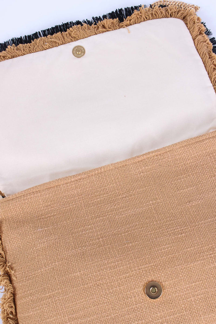 Pochette Ricami Frange Camel-5