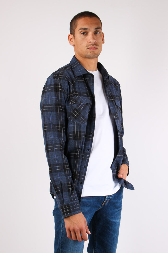 Camicia Scozzese Navy Blue-7