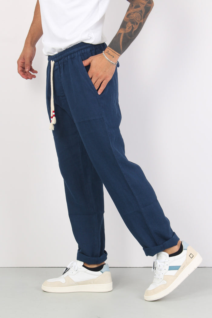 Pantalone Lino Blu Navy-3
