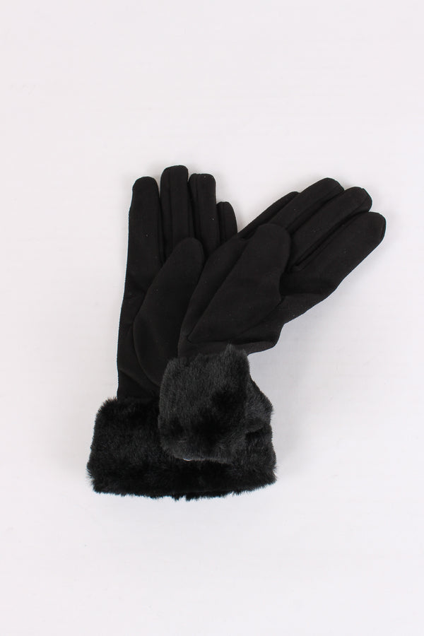 Guanti Effetto Scamosciato Nero-2