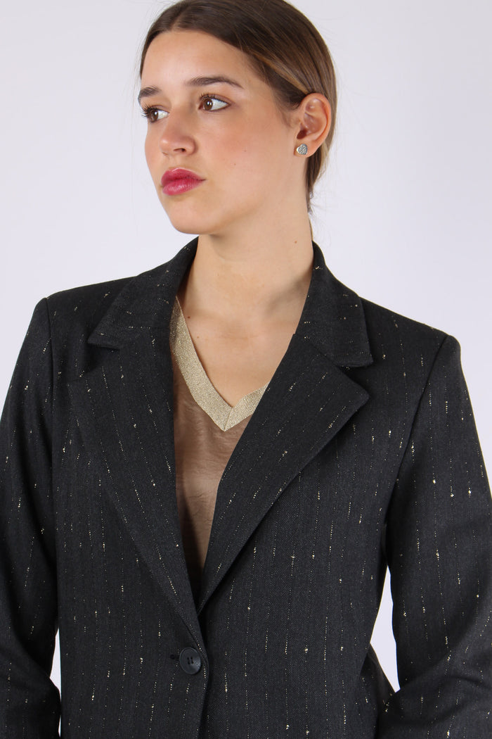 Giacca Fittata 1 Bottone Filo Grigio-7