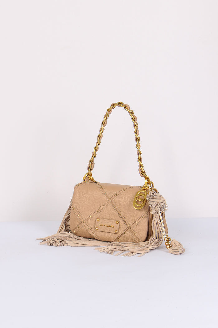 Tracollina Frange Inserto Borchie Beige-3