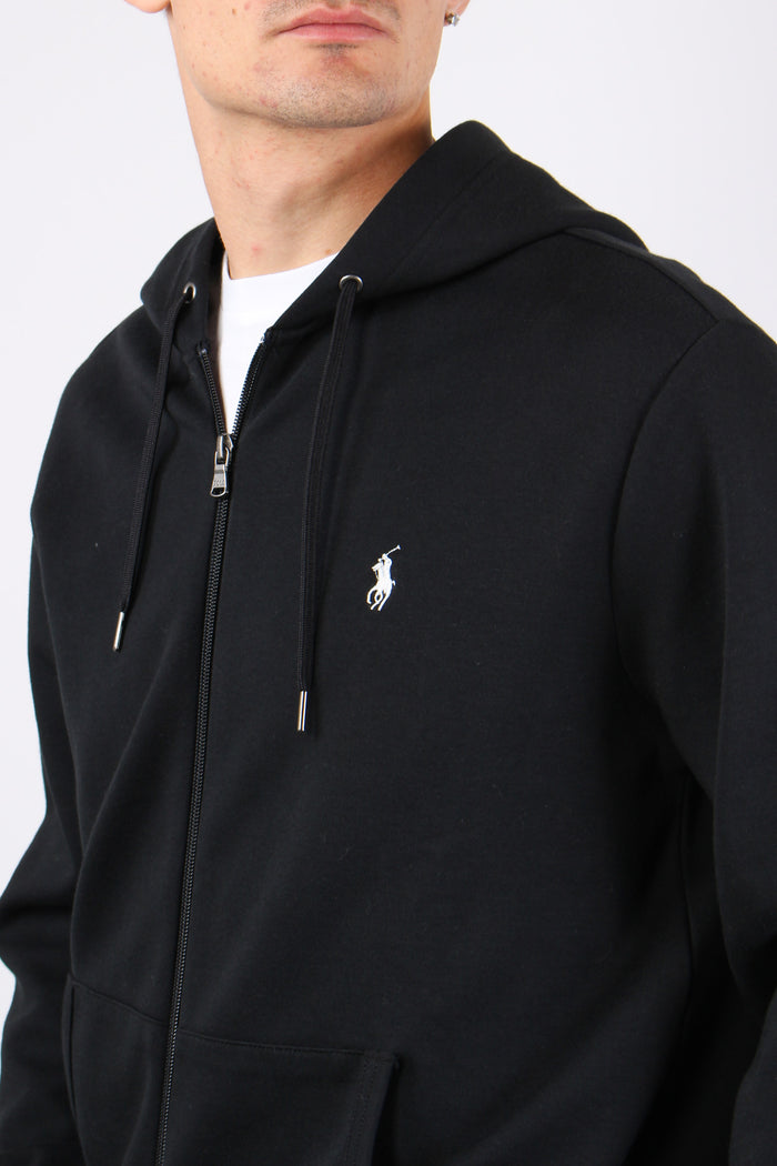 Felpa Zip Cappuccio Logo Polo Black-6