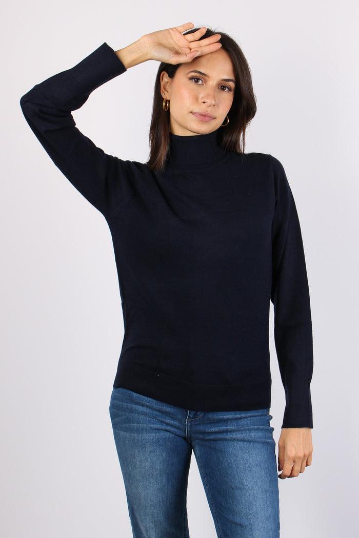 Maglia Collo Alto Viscosa Blue-2