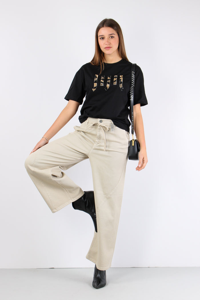 T-shirt Logo Strass Black