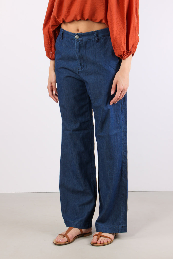 Pantalone Chambray Gamba Dritt Denim-3