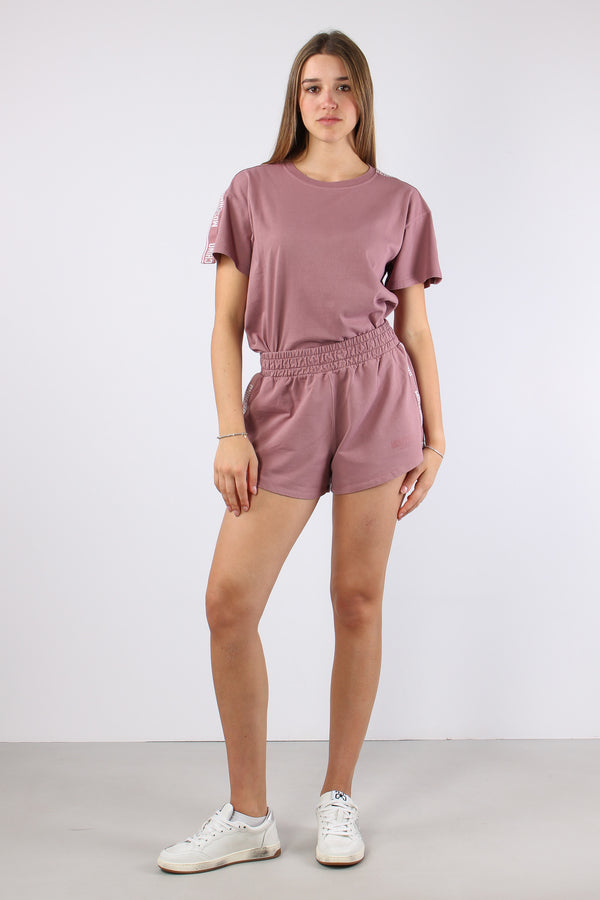 Short Felpa Scritta Rosa