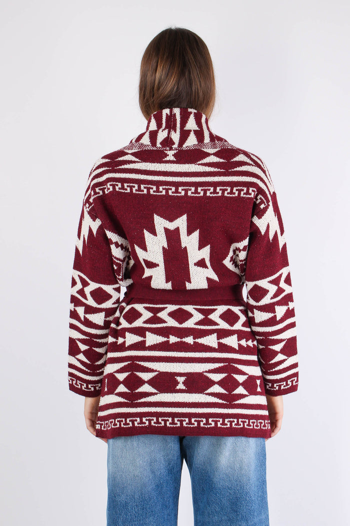 Cardigan Norvegese Panna/bordeaux-5